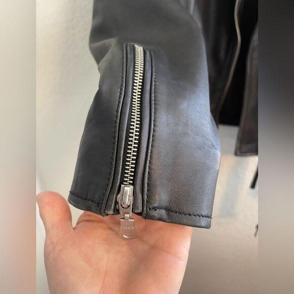 Lucky Brand Moto Biker black leather Jacket, Women’s Size Large - Picture 5 of 7